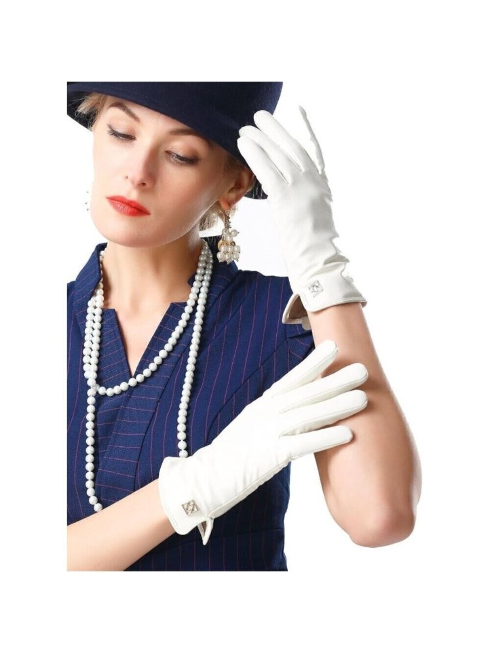 ❤️Women's White Italian Leather Gloves Lambskin Winter Comfort Gloves